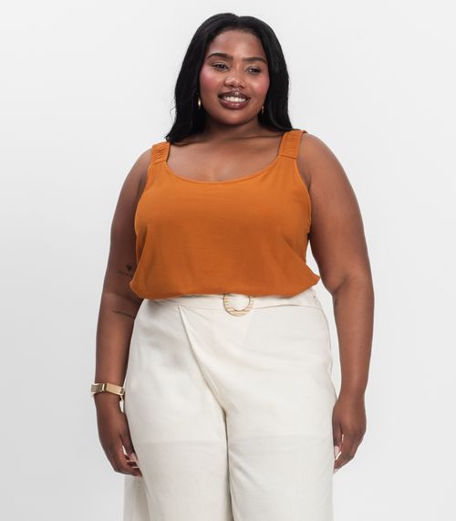 Regata Feminina Plus Size Infinita Cor Chocolate