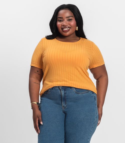 Blusa Malha Delicate Plus Infinita Cor Amarelo