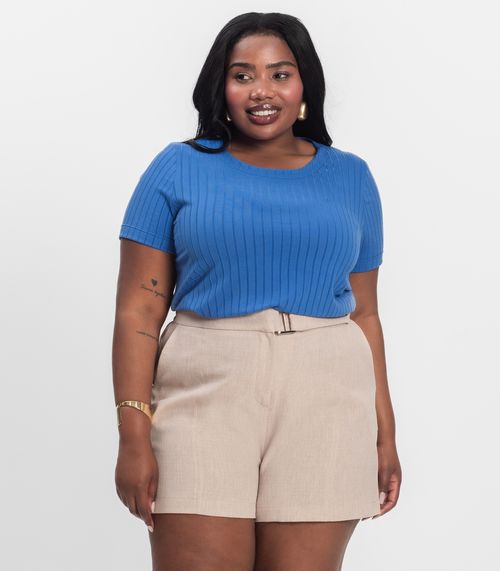 Blusa Malha Delicate Plus Infinita Cor Azul