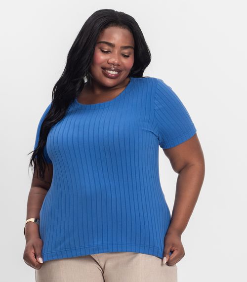 Blusa Malha Delicate Plus Infinita Cor Azul