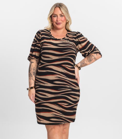 Vestido Malha Fria Plus Infinita Cor Marrom