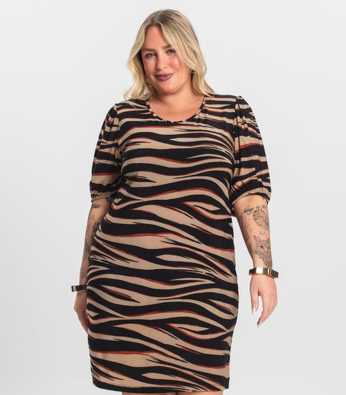 Vestido Malha Fria Plus Infinita Cor Marrom