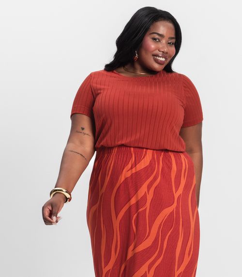 Blusa Malha Delicate Plus Infinita Cor Laranja
