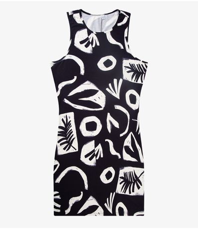 Vestido Plus Size Estampado Infinita Cor Preto