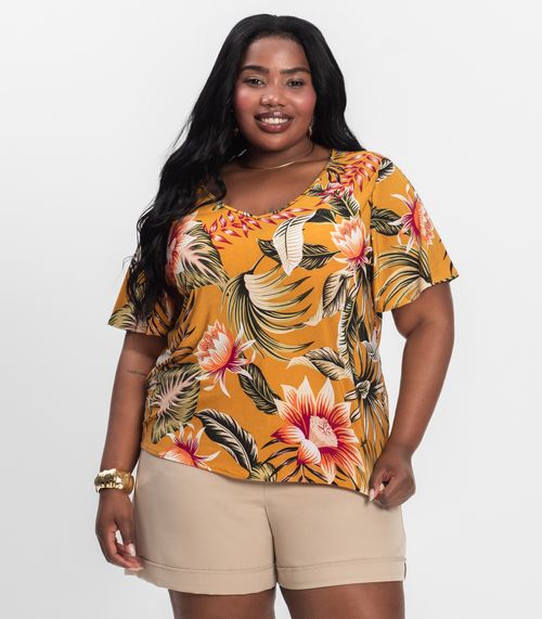 Blusa Feminina Plus Size Infinita Cor Amarelo