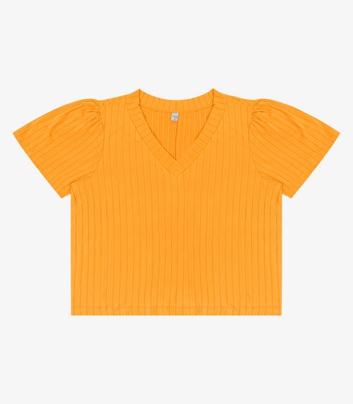 Blusa Canelada Plus Infinita Cor Amarelo