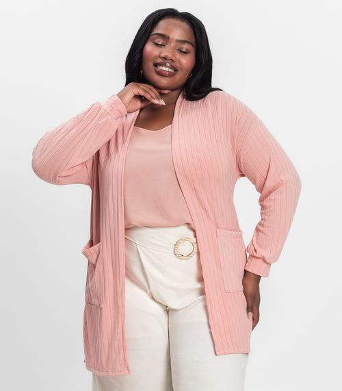 Cardigan Feminino Pluz Size Infinita Cor Rosa