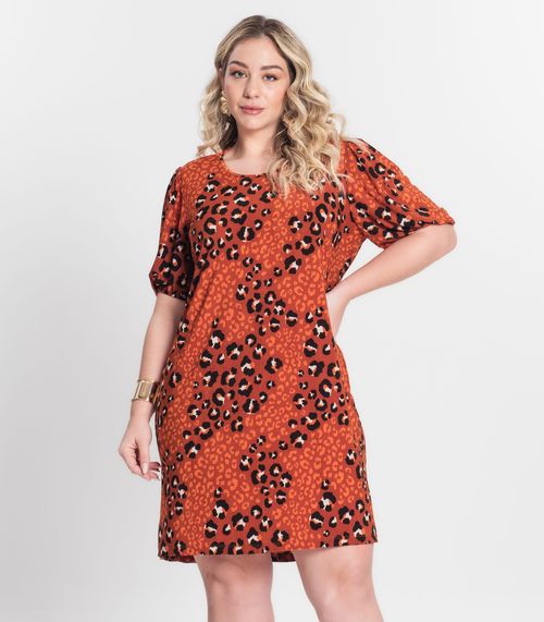 Vestido Malha Fria Plus Infinita Cor Laranja