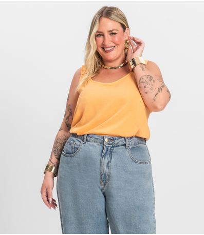 Regata Feminina Plus Size Infinita Cor Laranja
