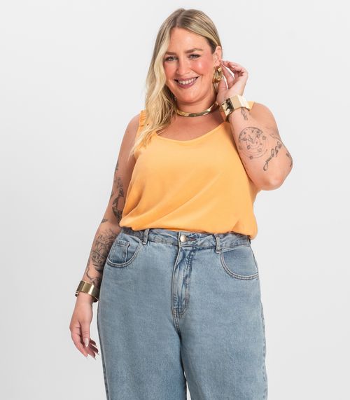 Regata Feminina Plus Size Infinita Cor Laranja