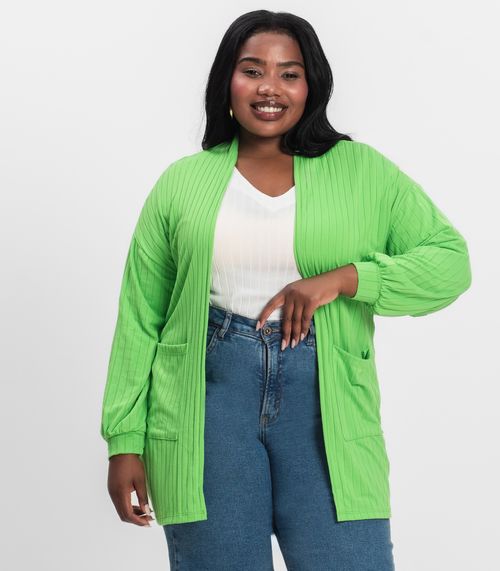 Cardigan Feminino Pluz Size Infinita Cor Verde