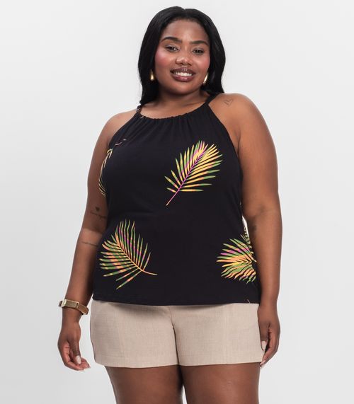 Blusa de Alça Plus Size Infinita Cor Laranja