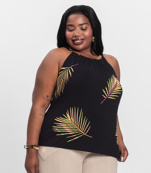 Blusa de Alça Plus Size Infinita Cor Laranja