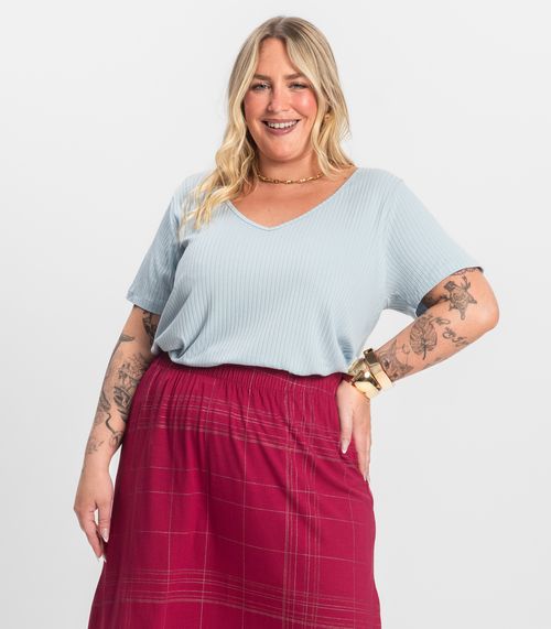Blusa Feminina Plus Size da Infinita Cor Azul