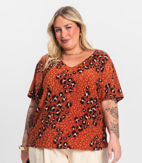 Blusa Feminina Plus Size Infinita Cor Laranja