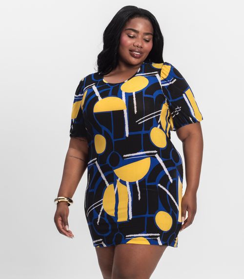 Vestido Malha Fria Plus Infinita Cor Azul