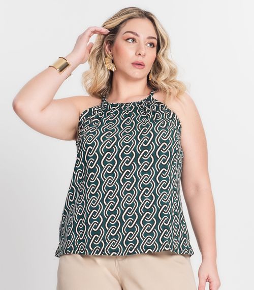 Blusa de Alça Plus Size Infinita Cor Verde