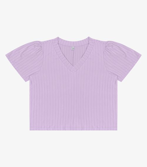 Blusa Canelada Plus Infinita Cor Roxo