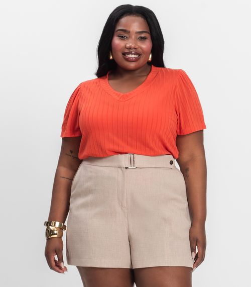 Blusa Canelada Plus Infinita Cor Vermelho