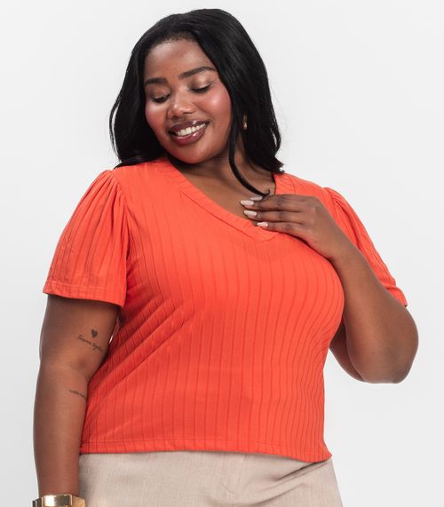 Blusa Canelada Plus Infinita Cor Vermelho