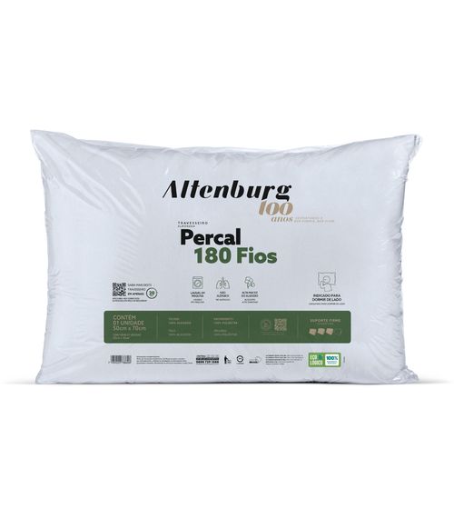 Travesseiro Percal 180 Fios Antialérgico Altenburg Branco