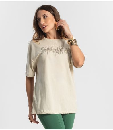 Camiseta Feminina Manga Curta Endless Bege