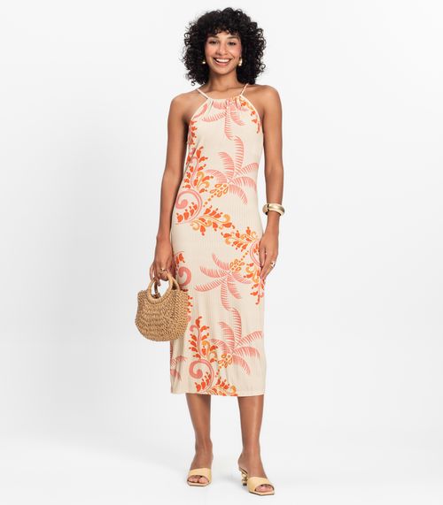 Vestido Feminino Ribana Canelada Select Baunilha