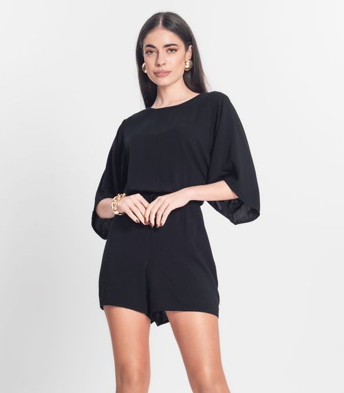 Macaquinho Feminino Viscose Infinita Cor Preto