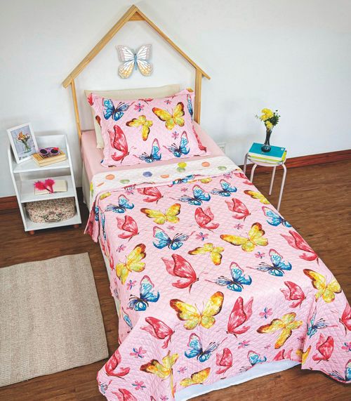 Cobre Leito Dupla Face Infantil Lepper Rosa