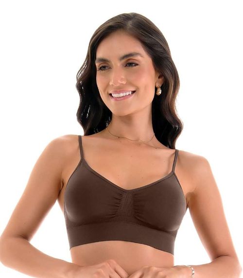 Sutiã Top com Bojo Removível Zee Rucci Marrom