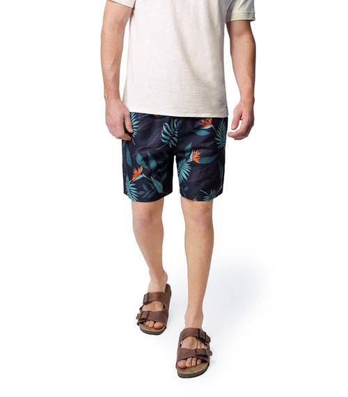 Bermuda Masculina Estampada em Microfibra Rovitex Preto