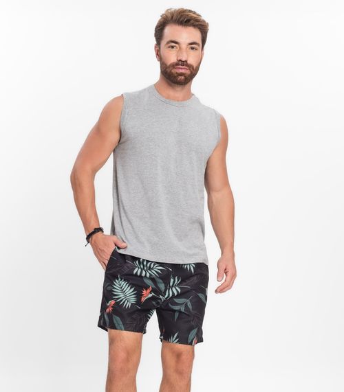 Bermuda Masculina Estampada em Microfibra Rovitex Preto