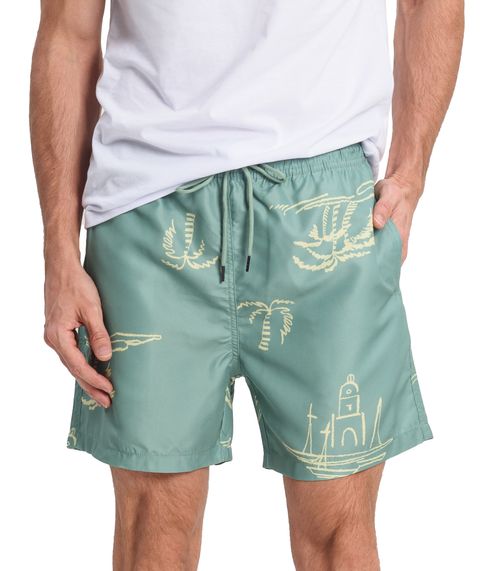 Bermuda Masculina Estampada em Microfibra Rovitex Verde