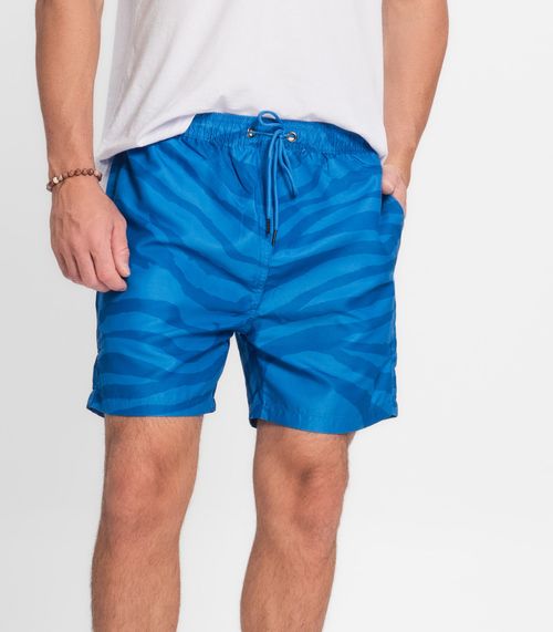 Bermuda Masculina Estampada em Microfibra Rovitex Azul