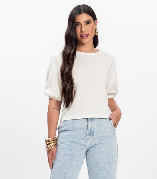 Blusa Manga Camponesa Feminina Rovitex Bege