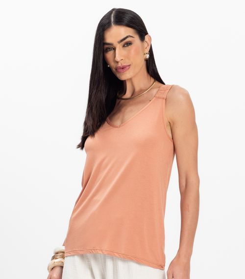 Regata Alça Franzida Feminino Rovitex Marrom