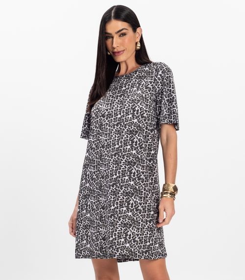 Vestido Curto Estampado Feminino Rovitex Preto