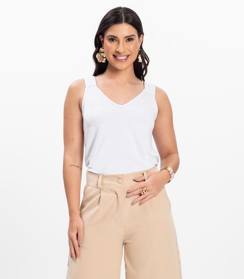 Regata Alça Franzida Feminino Rovitex Branco