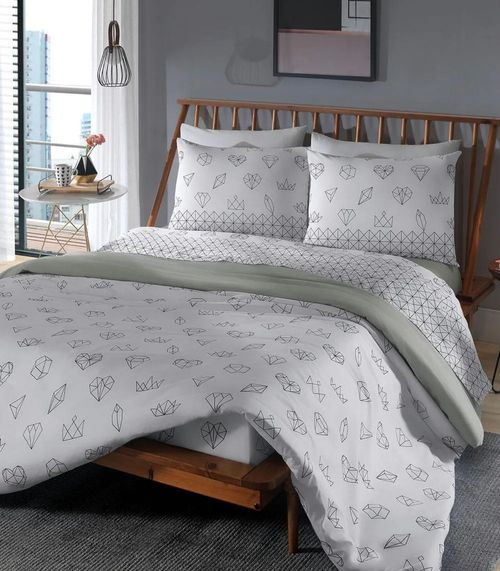 Jogo De Cama Queen Geométrico 150 Fios Lar E Lazer Branco