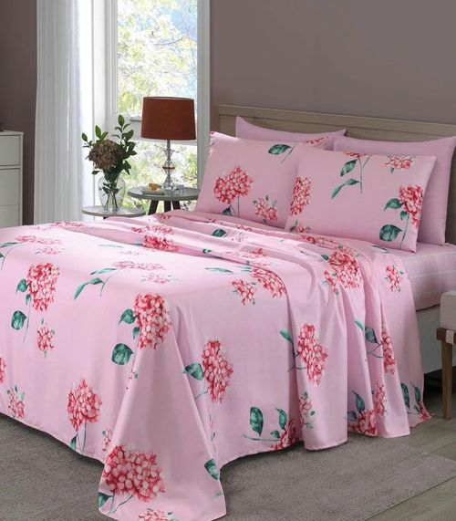 Jogo de Cama Queen 200 Fios Flores Lar e Lazer Rosa