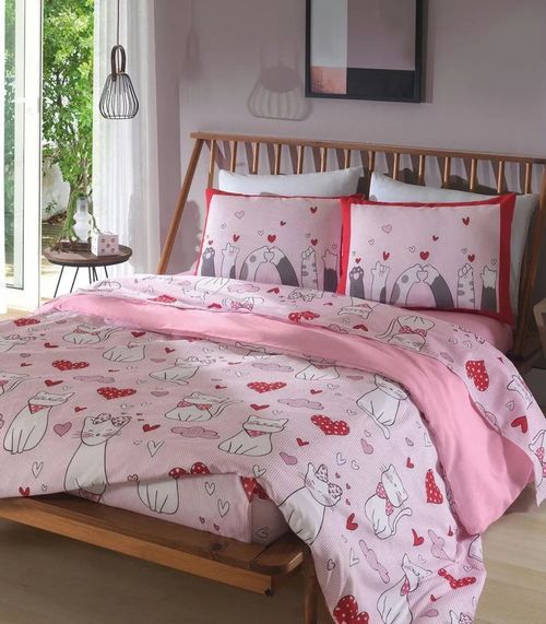 Jogo De Cama Queen Gatinhos 150 Fios Lar E Lazer Rosa