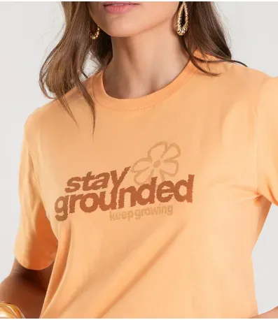 T-Shirt Feminina em Meia Malha Dianna Laranja