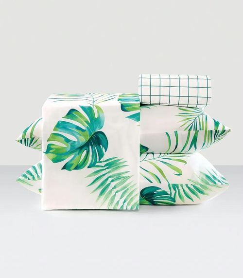 Jogo De Cama King Folhas 200 Fios Lar E Lazer Branco