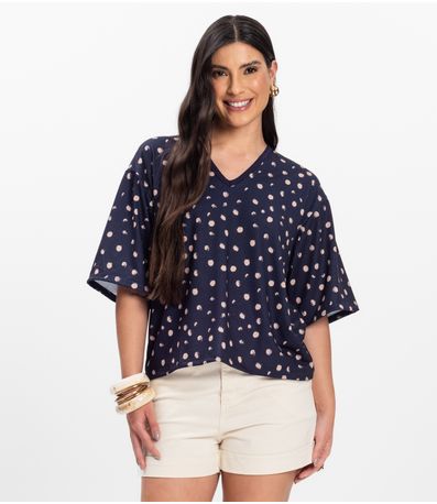 Blusa Feminina Devote V Infinita Cor Azul