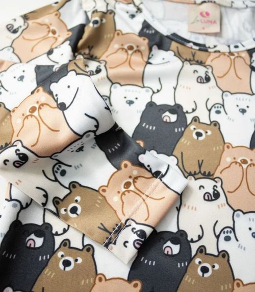 Vestido Infantil Manga Longa Em Suplex Laluna Bege