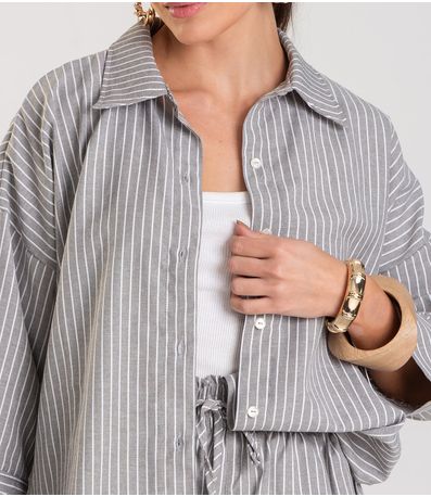 Camisa Feminina manga 7/8 Listrada Dianna Cinza