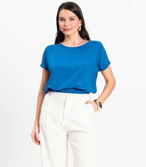 Blusa Feminina manga curta Infinita Cor Azul