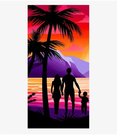 Toalha De Praia Estampada Toque Aveludado Rozac Roxo