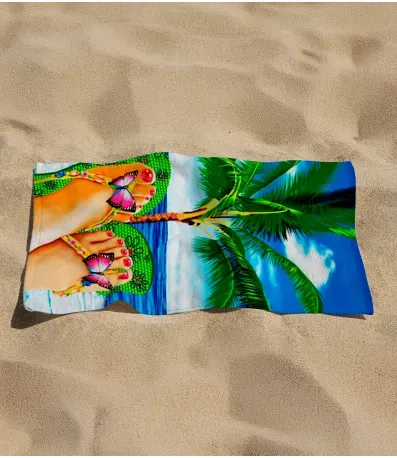 Toalha De Praia Estampada Toque Aveludado Rozac Verde