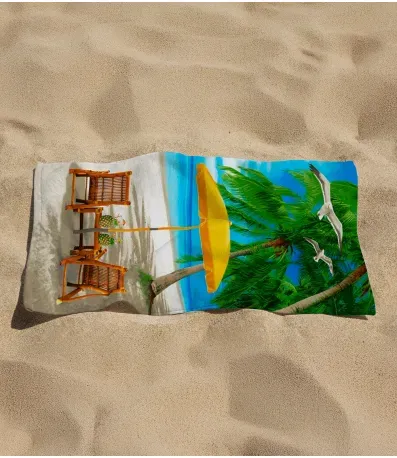 Toalha De Praia Estampada Toque Aveludado Rozac Azul